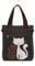 KAUKKO Canvas Handtaschen Niedliche Katzen Shopper Schultertasche Frauen Ideal Geschenk für Mädchen, Damen, Katzen Liebhaber, Schwarz-93