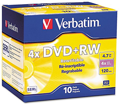 Verbatim DVD+RW 4.7GB 4X with Branded Surface - 10pk Jewel Case - 94839