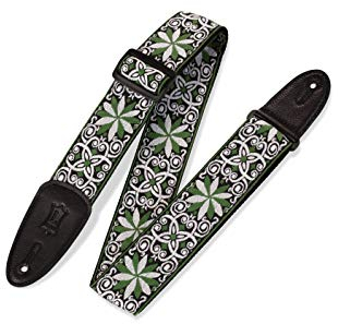 Levy's Leathers Hootenanny Series Gitarrengurt | Jacquardgewebe | Breite 5 cm | Farbe Weiß/Grün | (M8HT-11)