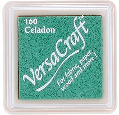 Tsukineko VersaCraft Stempelkissen - Grün, Celadon - Klein - Wasserbasis, Deckend, Beständig gegen Ausbleichen - Embossing