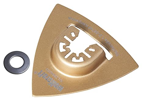 wolfcraft 3994000 1 Plateau Abrasif Pro, Concrétion de Carbure de Tungstène, Delta 80 mm + 1 Bague D'adaptation Pour Bosch Pms 250 Ces Argent