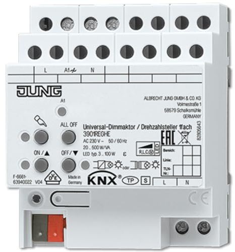 Jung KNX Universal-Dimmaktor/Drehzahlsteller 1-Fach 3901REGHE