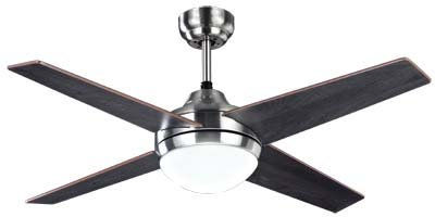 Ventilador de Techo Moderno con Mando a Distancia. 4 Aspas Color Wengué/Haya. 1xE27. 112 cm Diámetro. Control Remoto
