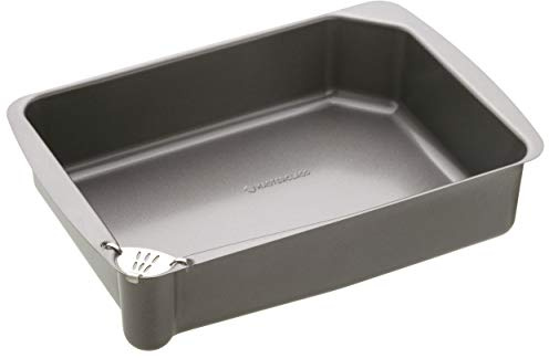 MasterClass Deep Roasting Tin with Pouring Lip and Non Stick PFOA Free Coating, Robust 1mm Carbon Steel, 34 x 23cm Roaster