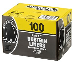 LECUBE Dustbin Liners - 100 Pack 92L Large Capacity - Heavy Duty Waste Bags - Handy Dispenser Box - Home, Office & Commercial Use