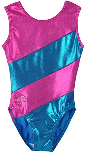 Obersee O3GL008CXS - Mädchen Gymnastikanzug, Größe XS, pink diagonal