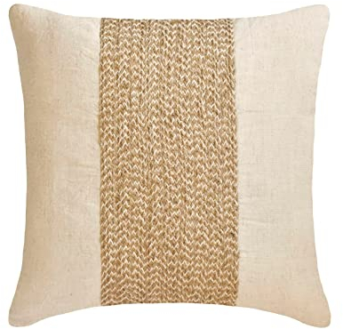 The HomeCentric Handgefertigt Naturfarben Kissen Decken, Jute Cord Kissen Decken, 45x45 cm Werfen Kissenbezuge, Platz Baumwolle Leinen Kissenbezuge, Zeitgenossisch Kissenbezuge - Linen Memories