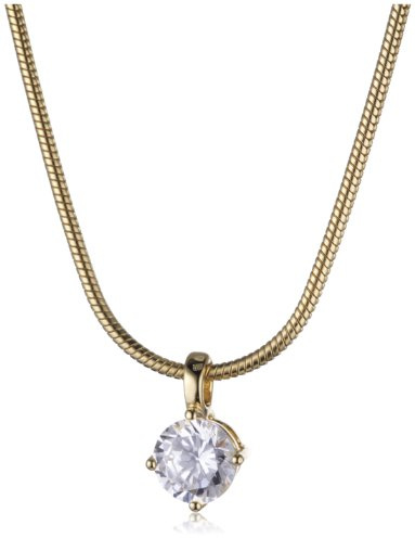 Esprit Damen-Kette grace gold 925 Sterlingsilber vergoldet 1 Zirkonia farblos 42-45cm ESNL91934B420