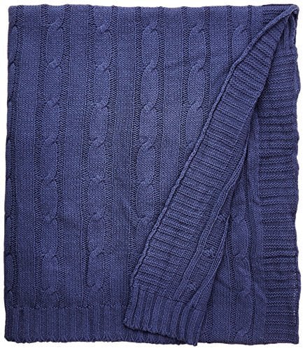 Rizzy Home Cable Knit Throw, Navy