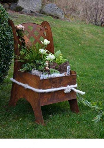 Rostikal Edelrost Stuhl zum Bepflanzen – wetterfeste Vintage Deko für Garten & Terrasse – einzigartiger Gartendeko Blumenkübel als Hingucker für Outdoor Liebhaber