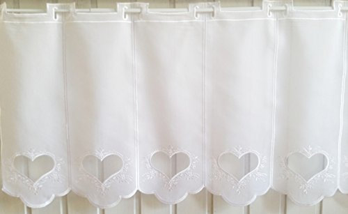 Arinosa Scheibengardine Landhaus Herzen Transparenteinsatz Bordüre 18, 45 oder 60 cm Höhe/Br. ab 1 Meter, Höhe:60