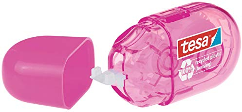 tesa Mini Korrekturroller ecoLogo - Band zur Korrektur auf Papier - Klein und ergonomisch - 6 m x 5 mm - Pink