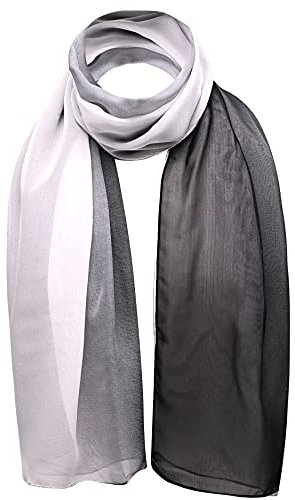 Cloud9Basic Leichter, weicher, klassischer, schlichter Chiffon-Schal aus durchsichtigem, halbopakem Stoff Damen Einheitsgröße Two Tone Schwarz And White