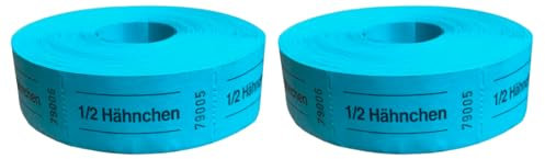 TAMLED Bonrolle 1/2 Hähnchen blau 2 Rollen mit je 1000 perforierten Abrissen fortlaufend nummeriert Gastromarken Festival Getränke Verpflegung Events Firmenveranstaltung Volksfest Verein Wertmarke