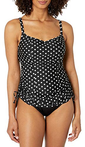 Panache Women's Anya Spot Bra-Sized Balconnet Tankini, Black/White, 36 FF
