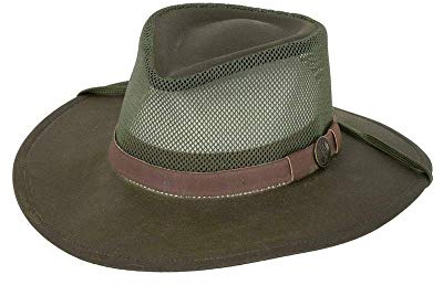 Outback Trading Company Unisex 1472 Kodiak with Mesh Sun-Protective Waterproof Breathable Outdoor Cotton Oilskin Hat, Sage, Large