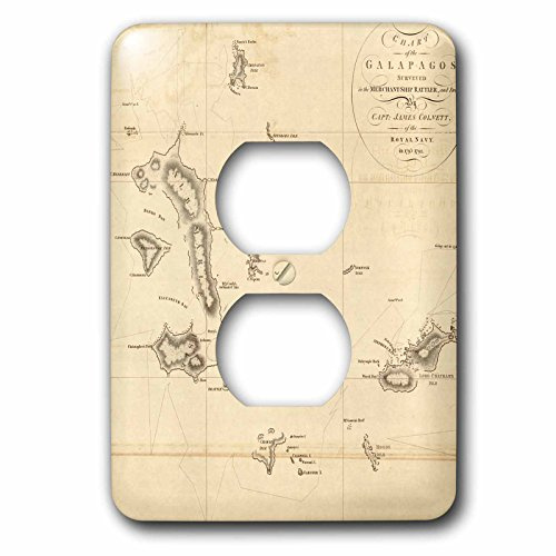3dRose Lsp_79332_6 - Carte antique des îles de Galapagos - Art vintage - 2 prises de courant