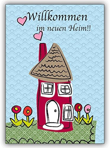 Kartenkaufrausch 16 Umzugs Glückwünsche (16er Set): Glückwunschkarte mit Haus zum Umzug oder Einzug in's neue Heim • schöne Grußkarte mit Umschlag, hochwertig und schön
