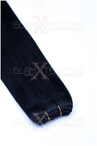 Weft Echthaartresse glatt 100% indisches Echthaar 80cm Haarverlängerung Extensions