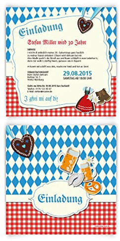 Einladungskarten zum Geburtstag (30 Stück) bayrisch Oktoberfest Einladung Bayern Karten