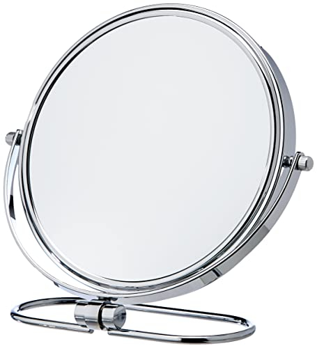 HIMRY Faltbare Doppelseitig Kosmetik Spiegel 8 inch, 7X Vergrößerung, 360° drehbar. Kosmetikspiegel Tischspiegel, 2 Spiegel: normal und 7 - Fach Vergrößerung, verchromten, KXD3125-7x