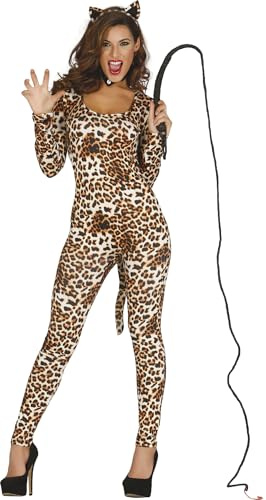 FIESTAS GUIRCA | Leoparda Kostüm für Damen - Overall, Schwanz und Diadem - Tier Kostüme für Junggesellinnenabschiede, Halloween, Karneval und Kostümpartys - Braun