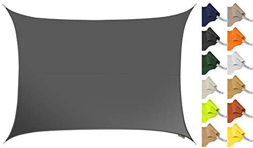 Kookaburra 4m x 3m Rectangle Water Resistant Garden Patio Sun Shade Sail Canopy 96.5% UV Block with Free Rope (Charcoal)