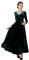 Women's Long Sleeve Evening Dress Maxi V-Neck Velvet Party Dress (M, Green)