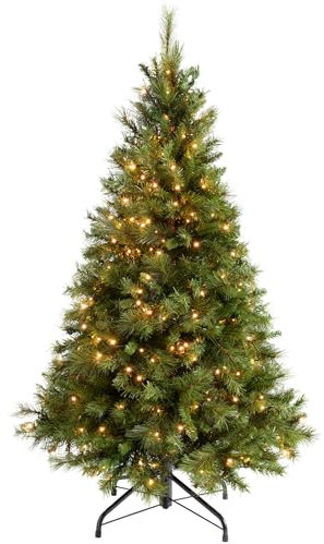 WeRChristmas Pre-Lit Victorian Pine Multi-Function Christmas Tree with 500 Warm White LED Lights, Green, 7 feet/2.1 m