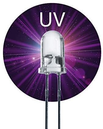 Lumetheus LED 3mm Farbe UV ultraviolett 20 Stück Schwarzlicht Leuchtdioden ca. 3V Diode 2 Pin LEDs Gehäuse klar