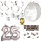 HHO Dekoset Silberhochzeit Silberne Hochzeit Hängespiralen Ballons Konfetti große Zahl