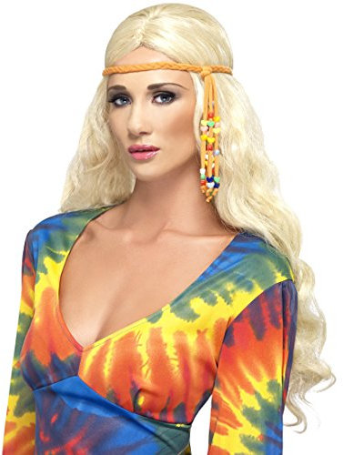 Amakando Hippie Haarband 60er Jahre Stirnband Geflochten, mit Perlen 70`s Damen Haarschmuck Kopfband Haar Schmuck Mottoparty Kostüm Accessoire