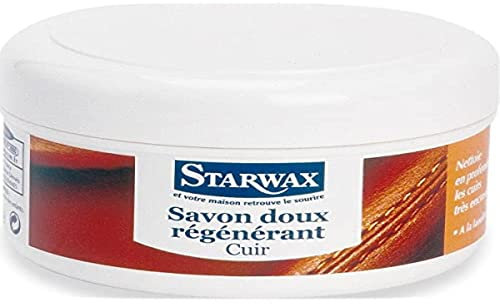 STARWAX - Savon Cuir - Nettoie, Désincruste les salissures, Dégraisse - Efficace sur nicotine et Sébum - A la lanoline - Fabriqué en France - 150ml, Voir descriptif