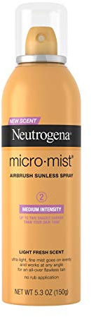 Neutrogena Micromist Airbrush Sunless Tanning Spray, Gradual Sunless Indoor Tanner with Witch Hazel, Alcohol-Free, Oil-Free & Non-Comedogenic Formula, Medium Intensity, 5.3 oz