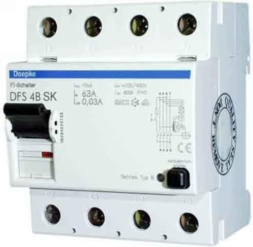 Doepke 09146905 DFS4 063-4/0,30-A S 4polig 63/0,3A Fehlerstrom-Schutzschalter A 4polig 63A 0.3A 230