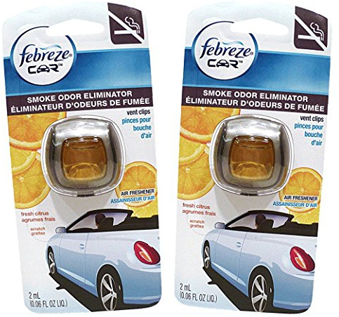 Febreze Car Vent Clips Air Freshener Smoke Odor Eliminator, Citrus Scent 2 Pack
