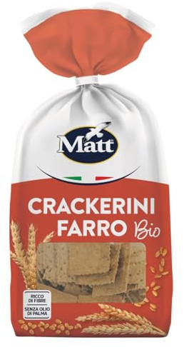 Matt, Crackerini Farro Bio, Crackers di Farro e Frumento, 200 g | Con Farina di Farro Integrale e Frumento, Snack Salati Croccanti e Gustosi, Prodotto Biologico