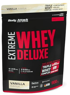 Body Attack Extreme Whey Deluxe, Vanilla Cream, 900g Beutel