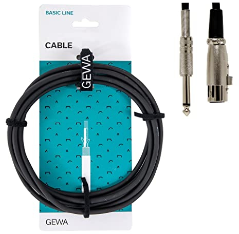 GEWA Câble microphone Basic Line 3m, noir, XLR(f) - jack mono 6,3 mm, 190060