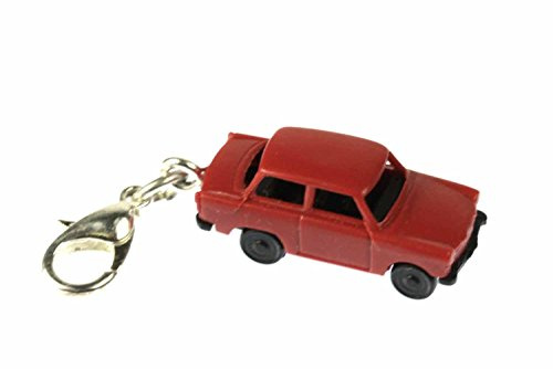 Miniblings Trabbi Auto DDR Charm Trabant Trabi rot versilbert | Für Tasche und Rucksack, montiert in Berlin, ein Stück mit Persönlichkeit