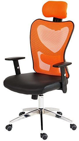 Mendler Profi-Bürostuhl Atlanta, Chefsessel Drehstuhl Schreibtischstuhl, Kunstleder - orange