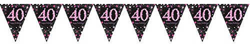 Adult Pink Celebration 40th Birthday Plastic Pennant Bunting