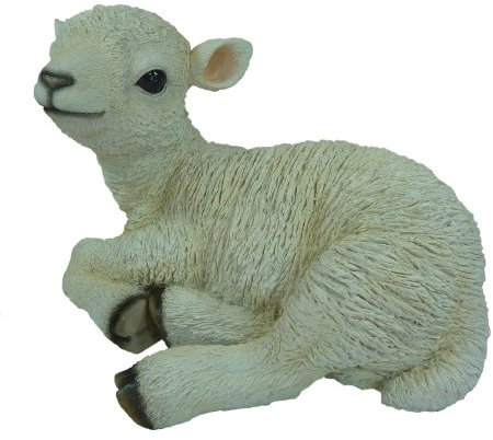 Vivid Arts Real Life Lamm, sitzend, Kunstharz Gartendeko (mittelgroß - Größe D)