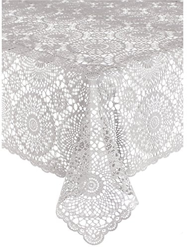 KERSTEN Outdoor-Tischdecke abwischbar wetterfest 'Crochet' (150 x 264cm, Grau)