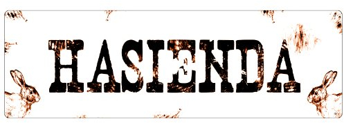Retro METALLSCHILD Blechschild Türschild HASIENDA Dekoschild Motiv mit Hase für Hasenstall