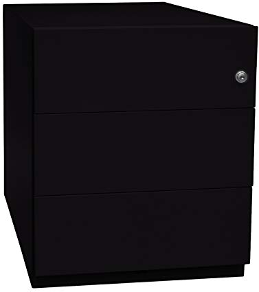 BISLEY Rollcontainer Note mit Griffleiste, 3 Universalschubladen, Metall, 633 Schwarz, 56.5 x 42 x 49.5 cm