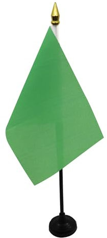 AZ FLAG - Tischflagge Einfarbig Grün - 15x10 cm Goldene Splitze - Einfarbig Tischfahne 10 x 15 Cm - Flaggen