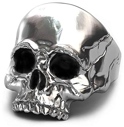 EVBEA Siegelring Skull Ringe für Herren Big Statement Gothic Skull Face Herren Ringe mit Schwarz Fein Geschenk-Box
