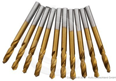 10x kurze HSS-TIN Anbohrer Metallbohrer Blechbohrer DIN1897 Ø 1mm