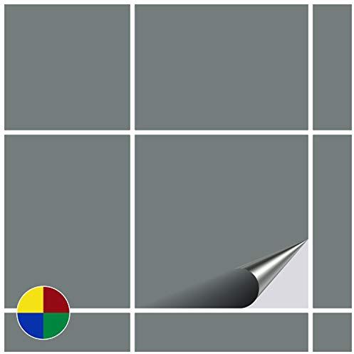 FoLIESEN - Fliesenaufkleber 10x10 cm | selbstklebende Fliesen-Folie für Bad & Küche | entfernbare Klebe-Folie für Wandfliesen Küchenrückwand & Bordüren | 160 Klebefliesen, .:Grau matt